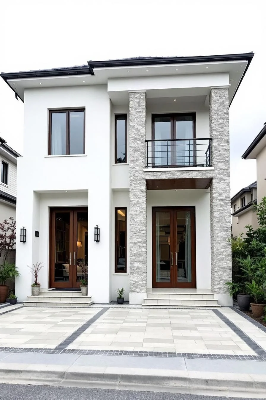Stone Columns Anchor an Urban Home