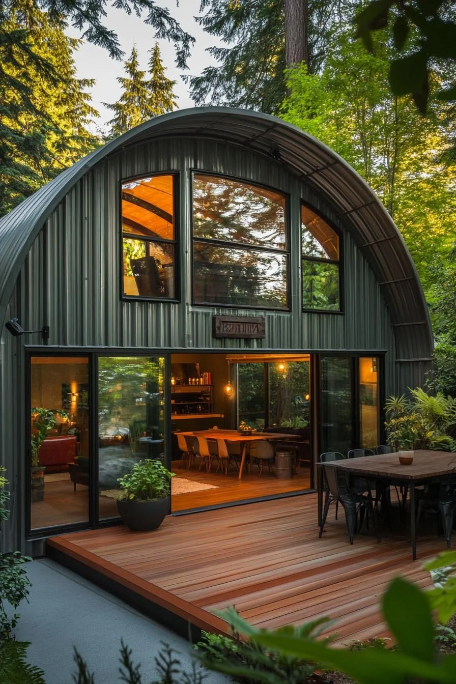 An Arched Metal Retreat Deep in the Forest