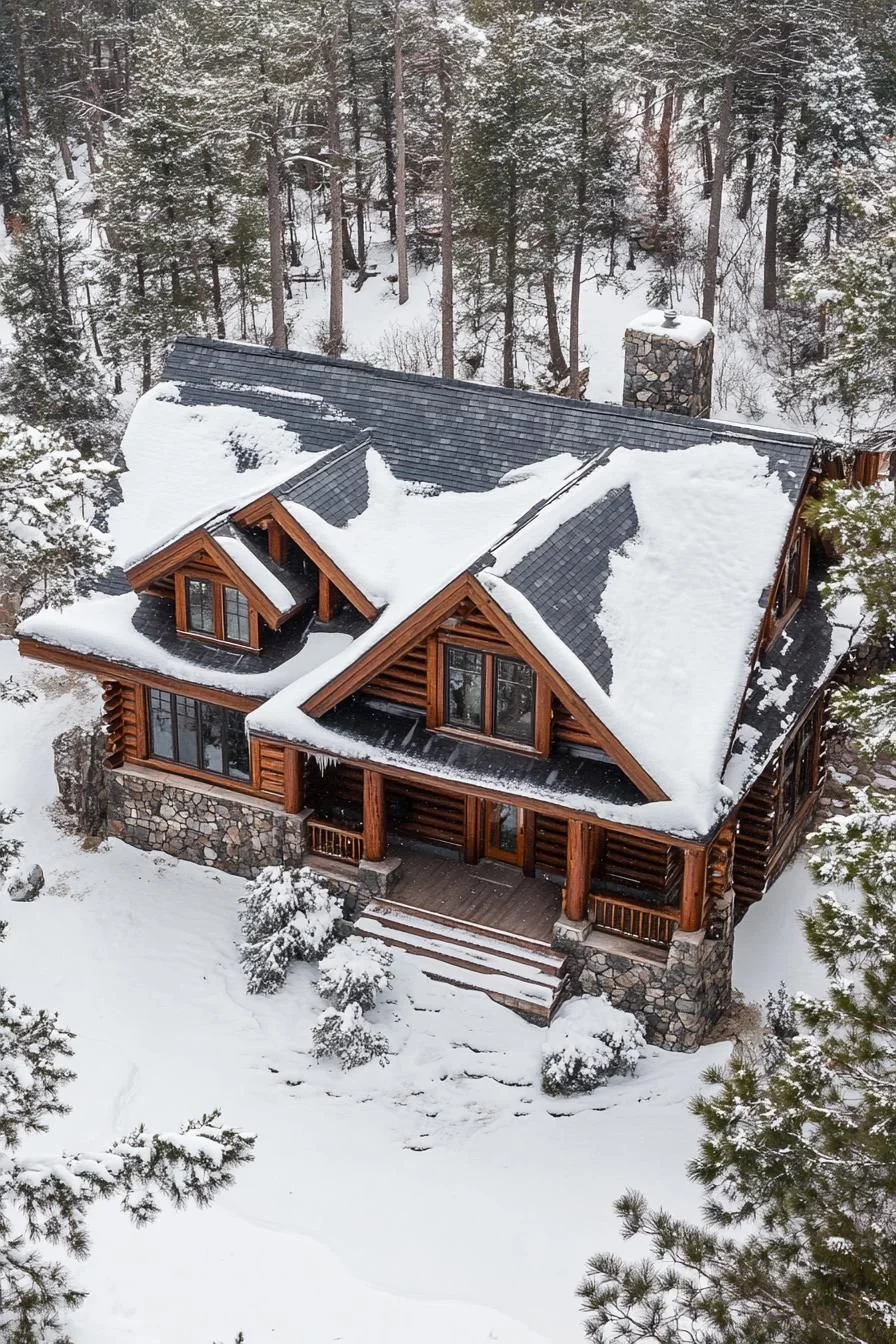 Cabin Views Among Snow-Topped Pines