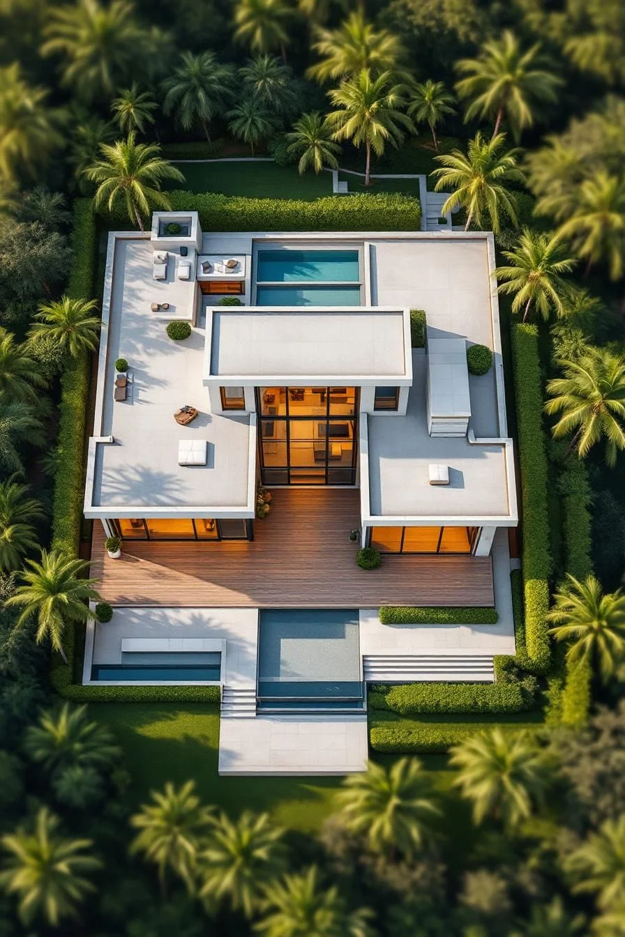 Concrete Hideaway Framed by Palms