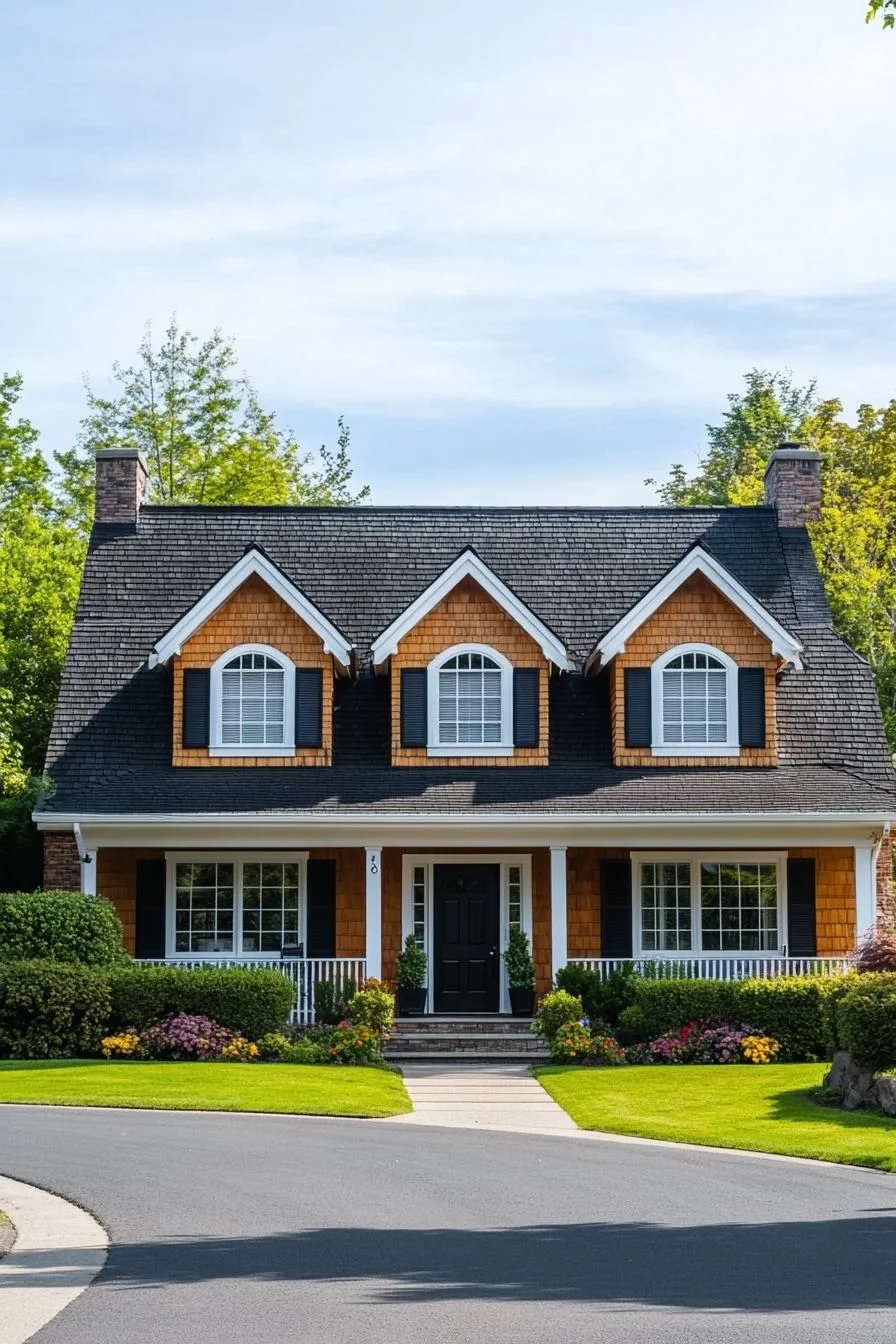 Three Rooflines and a Porch Define This Suburban Delight