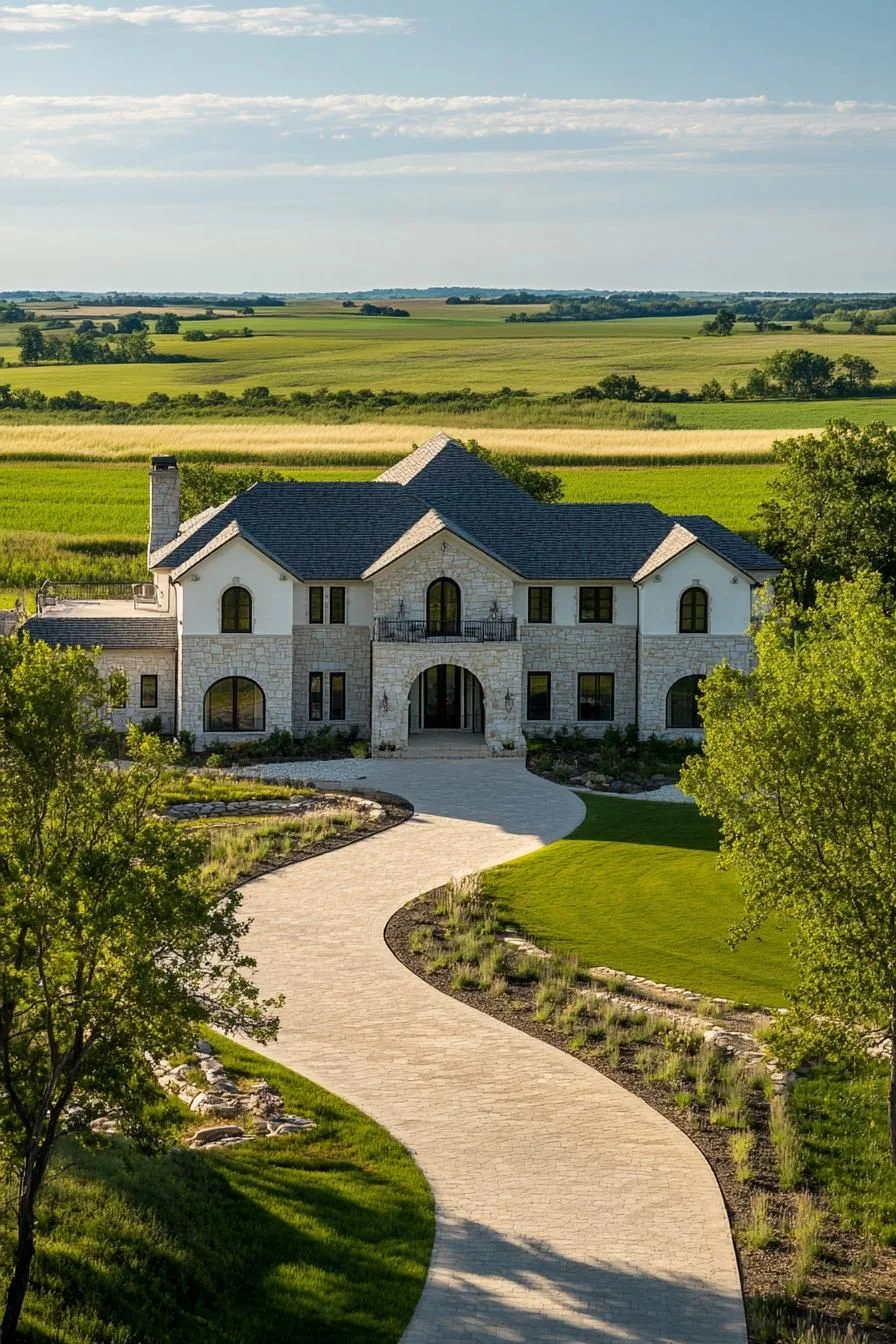 Rustic Home With a Curved Driveway