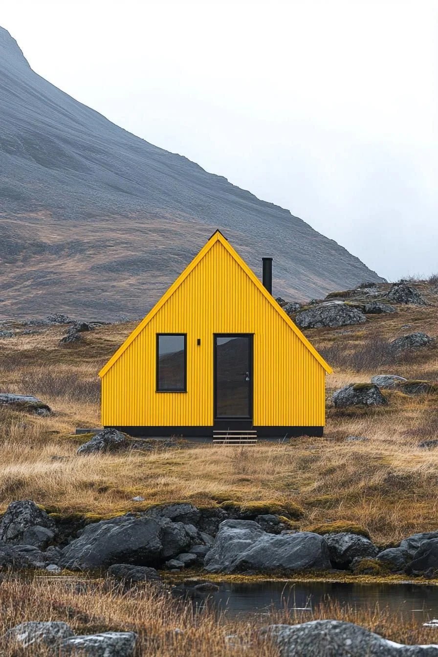 A Yellow Cabin Among the Rocks
