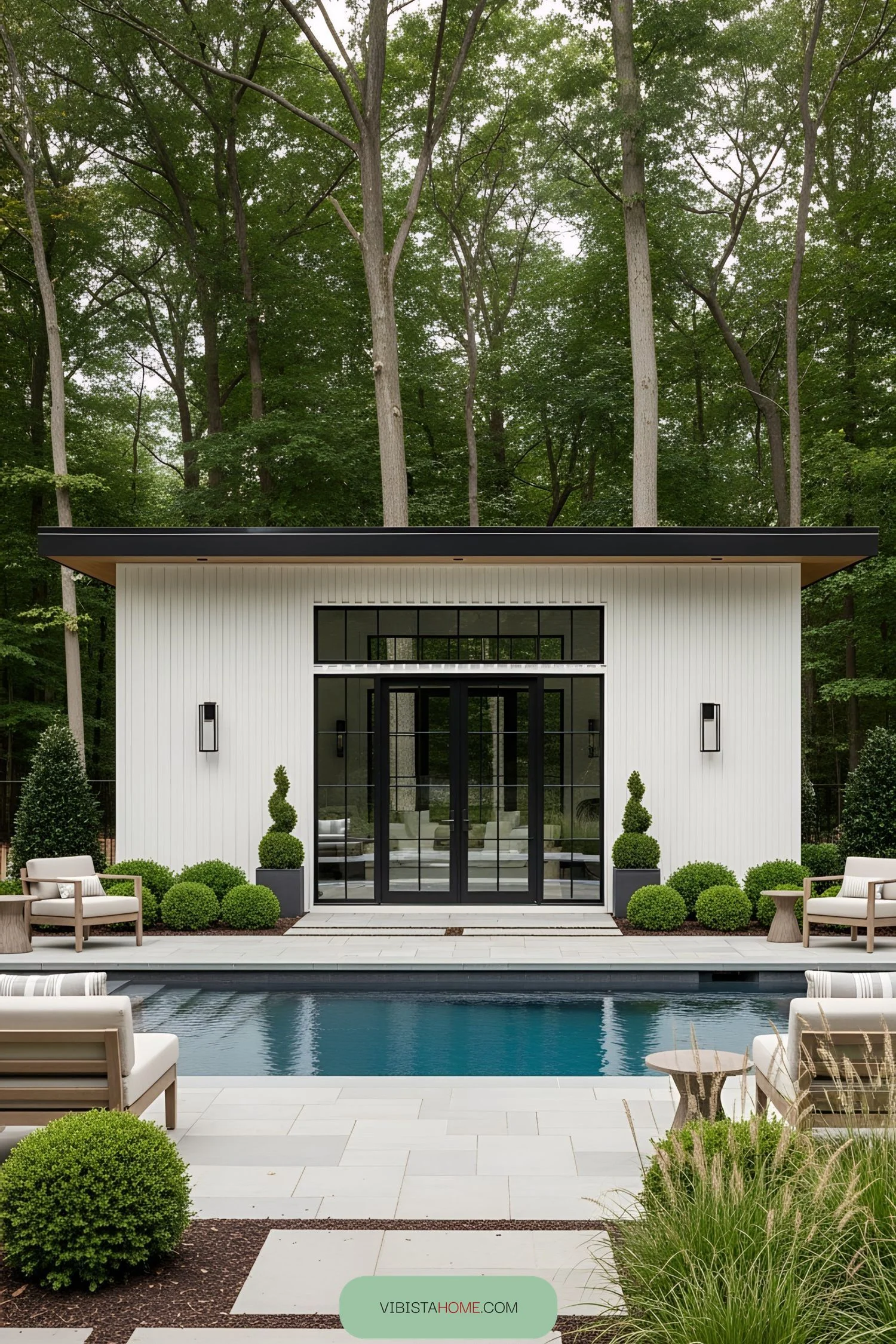 Poolside Pavilion Tucked Into Nature