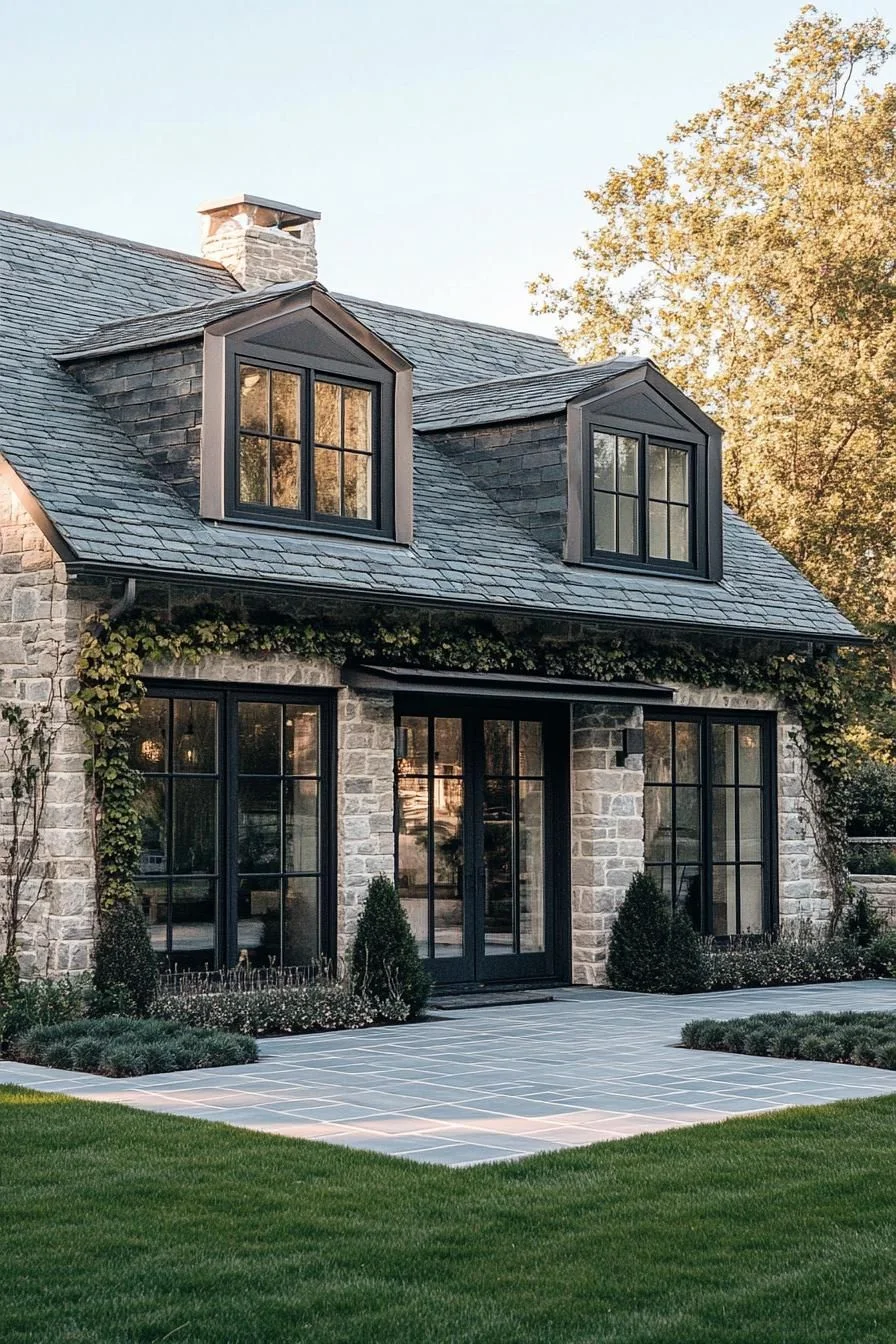 Stone House Framed by Ivy