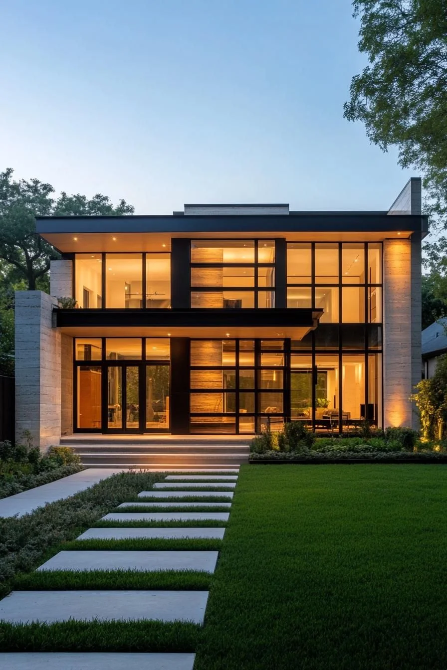 Glass and Stone at Twilight