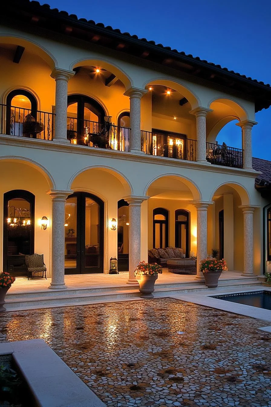 Spanish House Glowing in the Evening