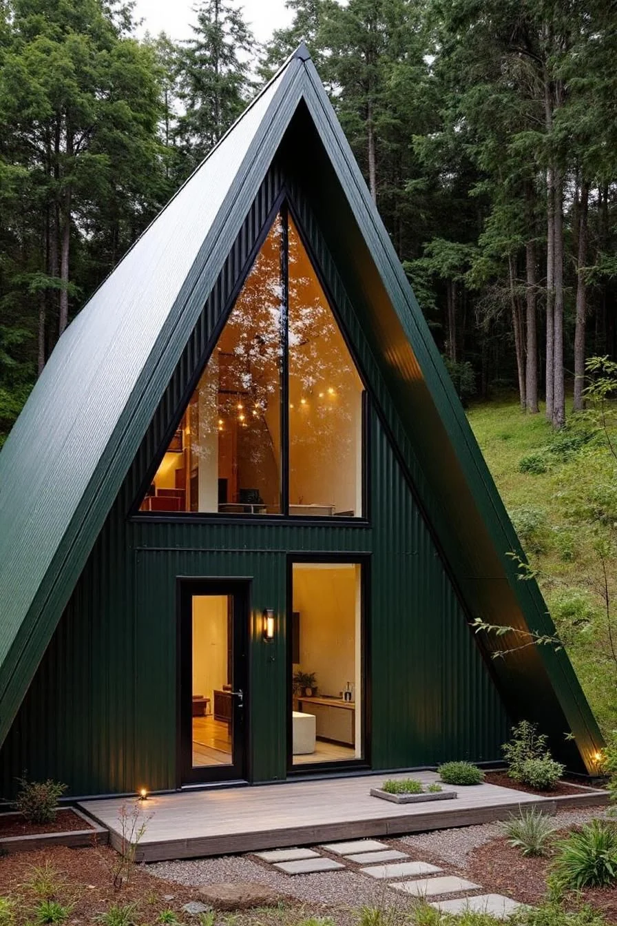 Nature's Green Apex: A Triangular Treetop Retreat