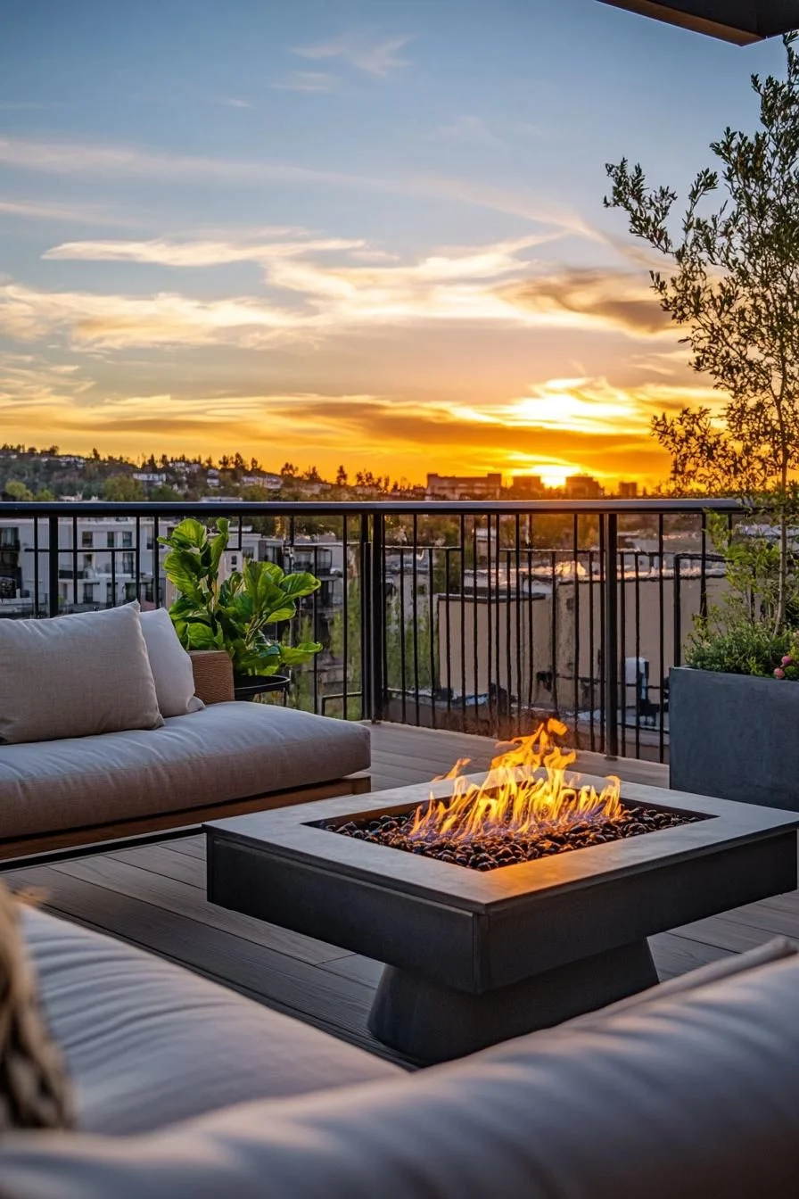 Peaceful Rooftop Sunset Corner