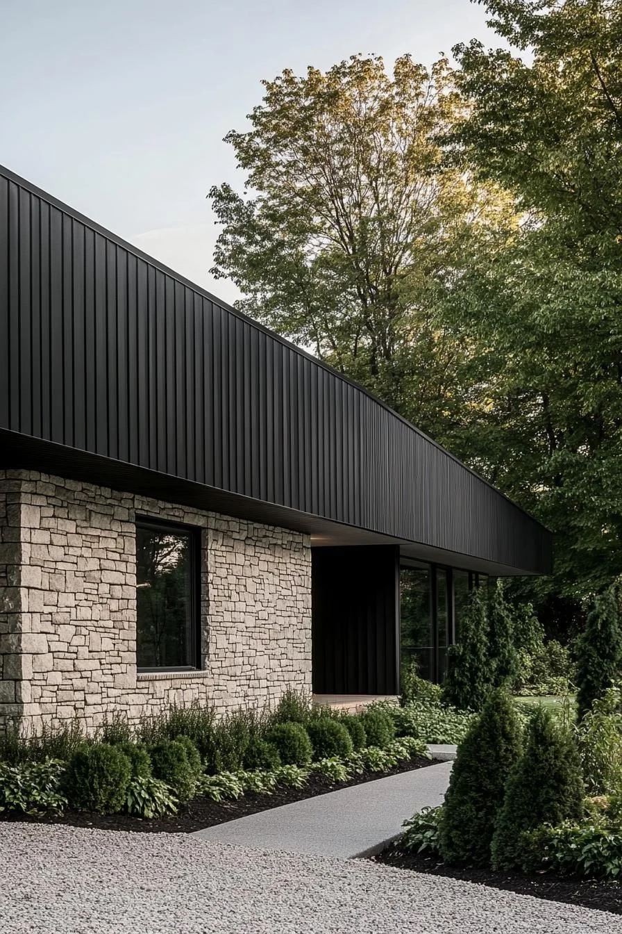 Stone and Steel Long House Design