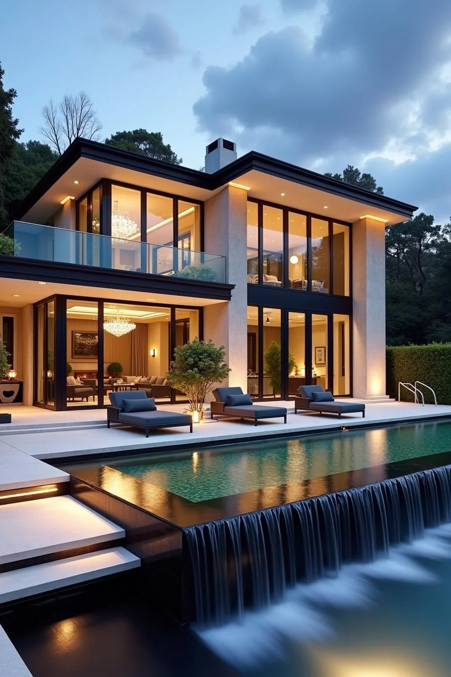 Cascading Pool at an Upscale Retreat