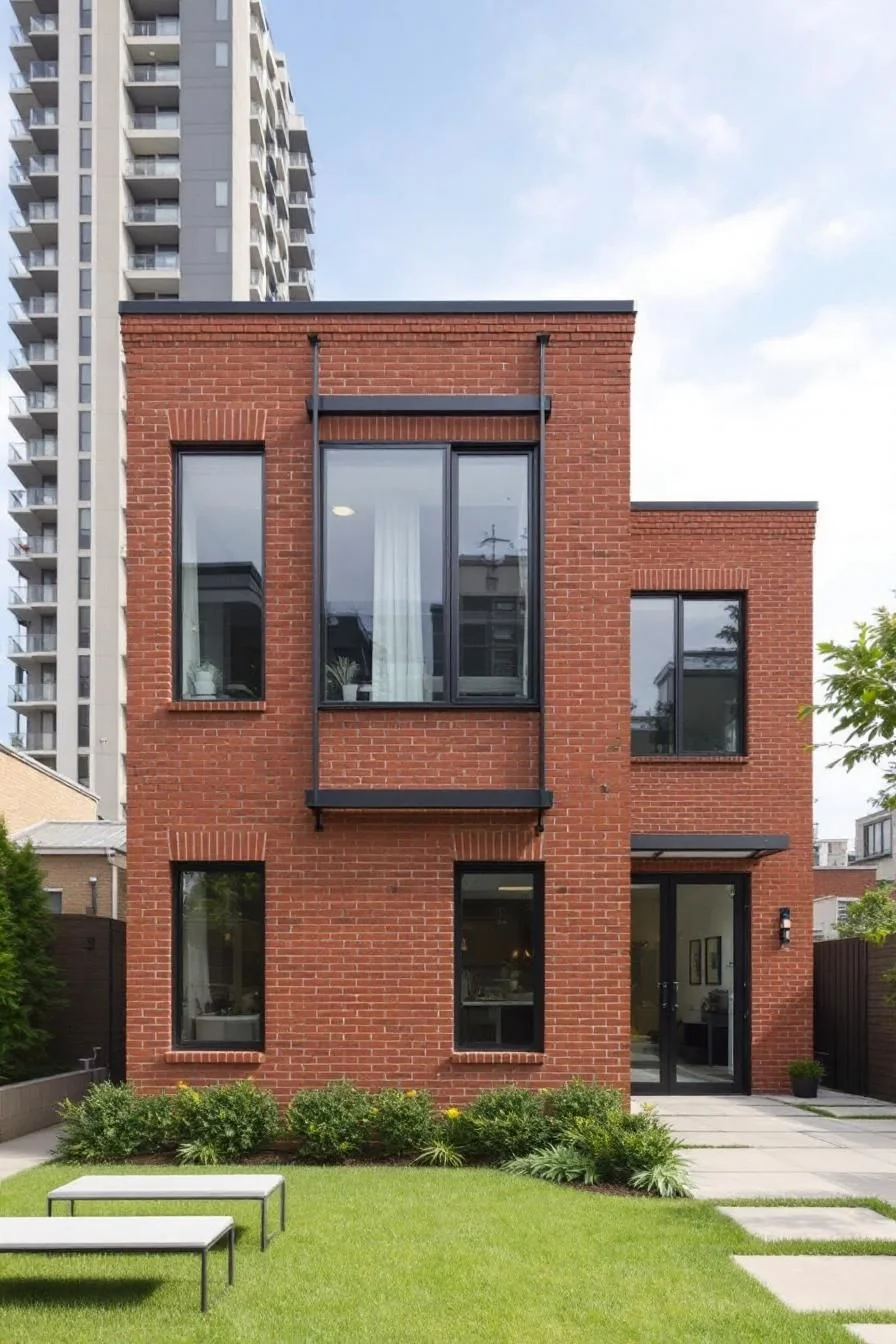 An Urban Brick House With Bold Lines