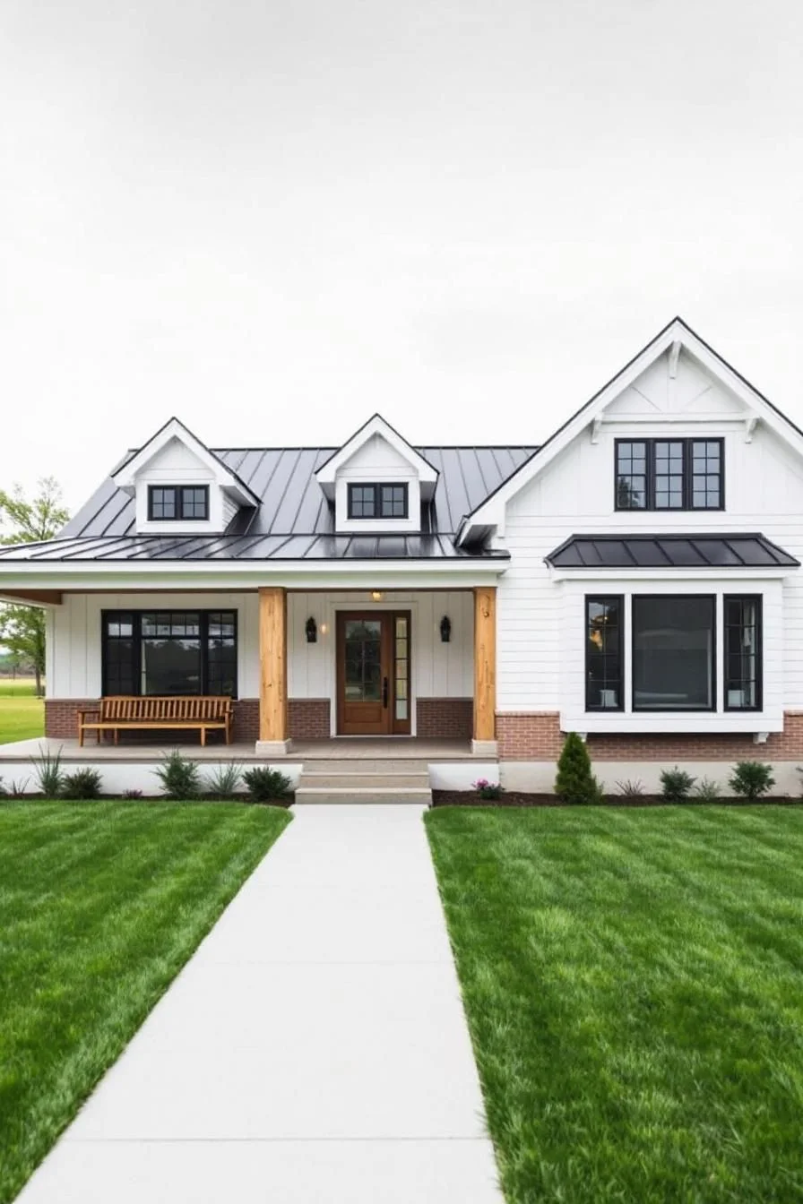 A Grand Farmhouse Sanctuary with a Porch Swing