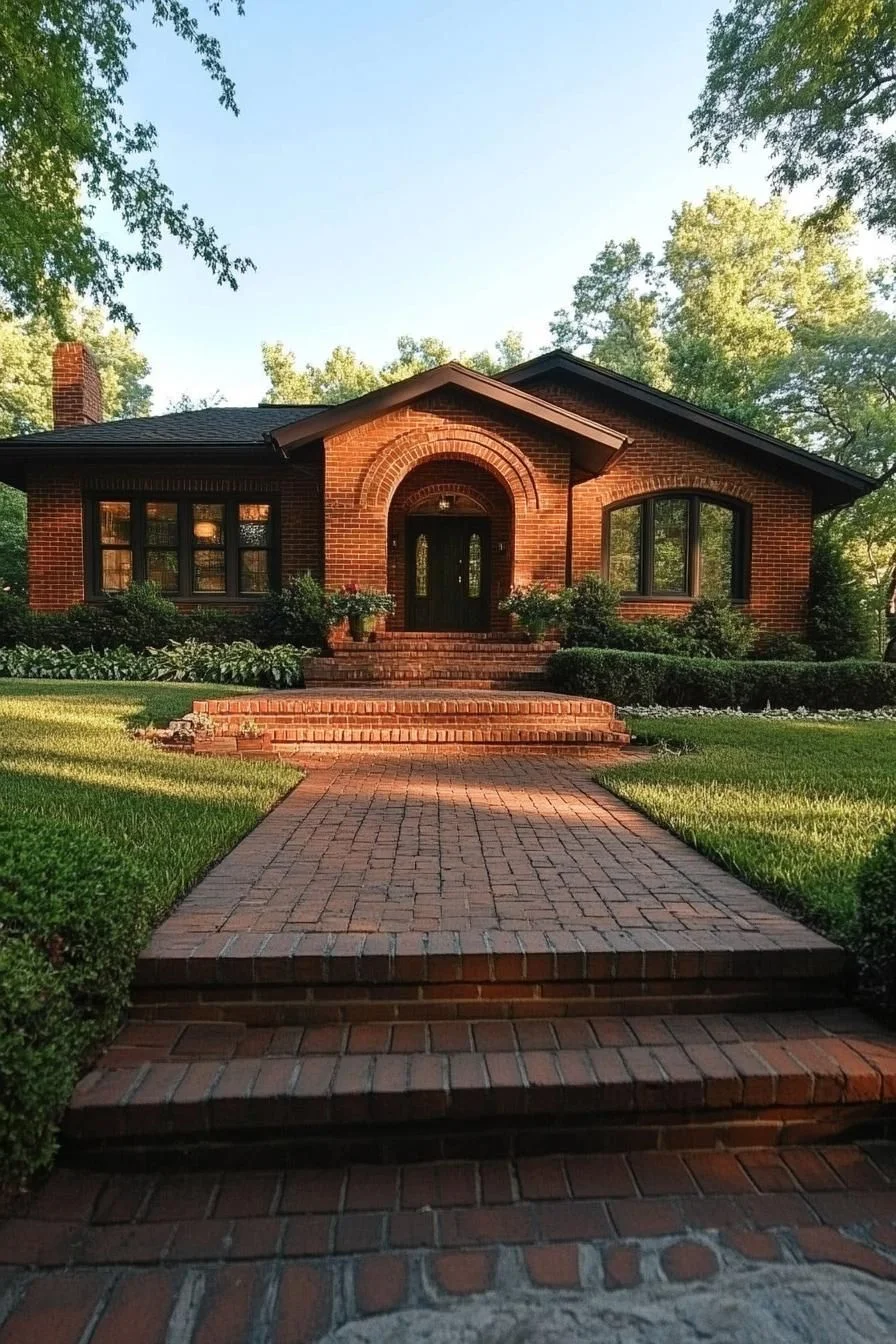 A Sun-Kissed Brick Ranch Entrance