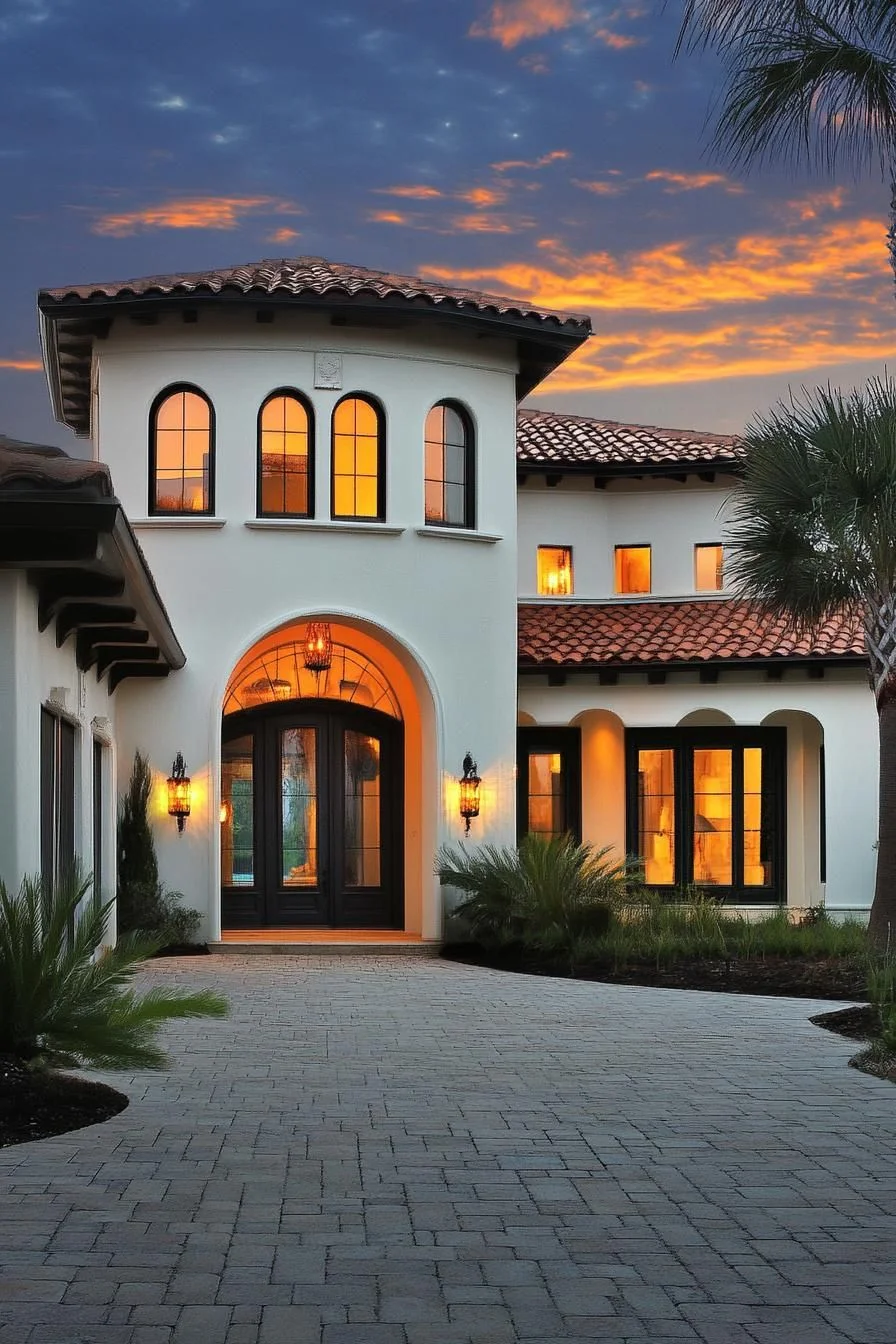 A Colonial Home at Sunset