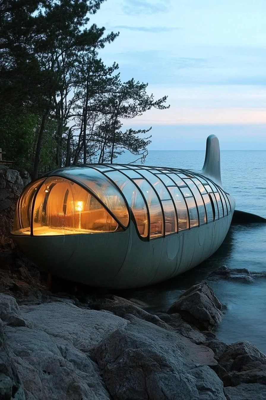 A Submarine-Shaped Home by the Shore
