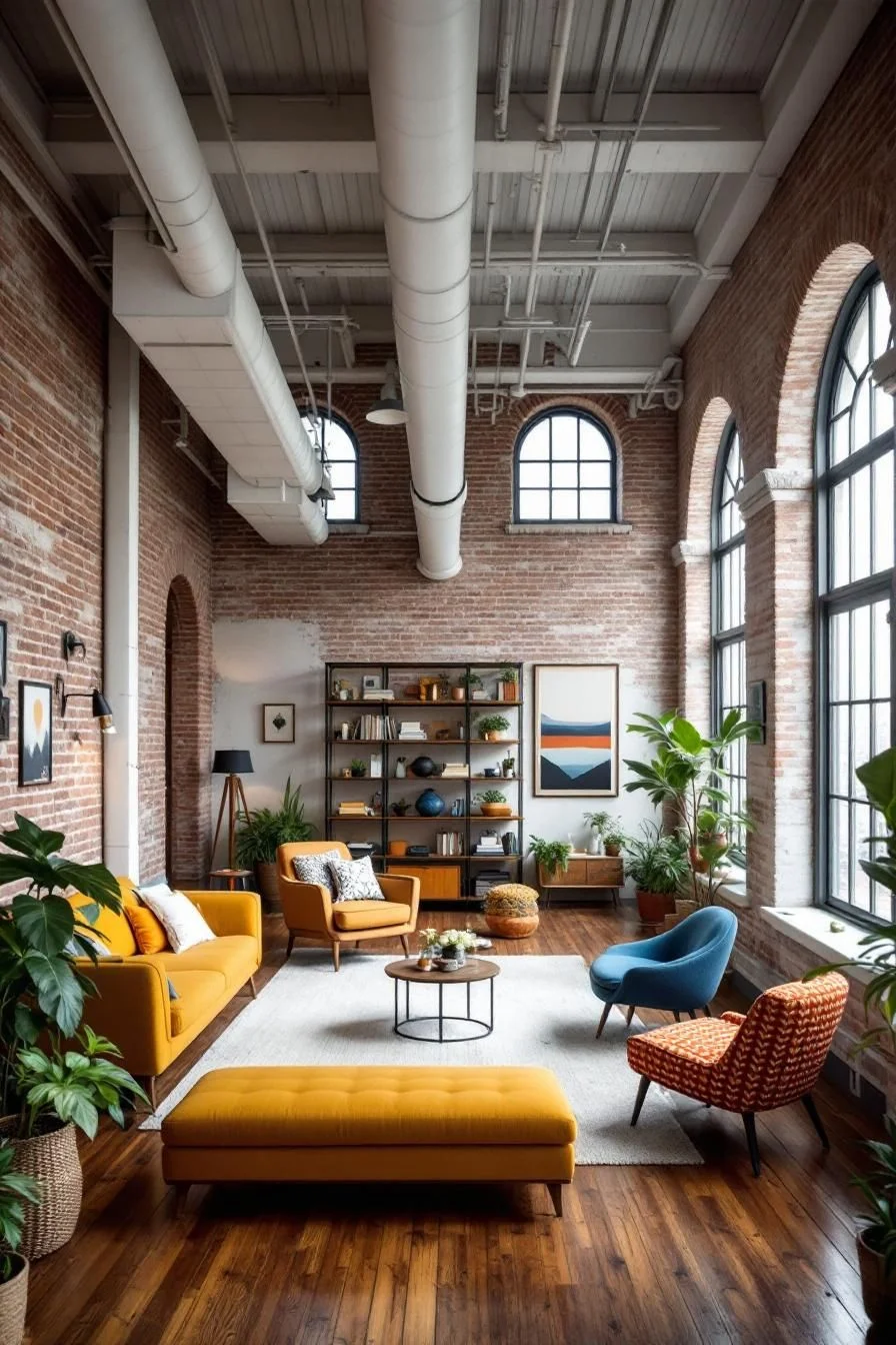 A Relaxed Brick Loft Lounge