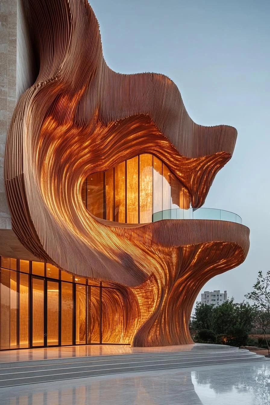 Curved Wood Facade Symphony