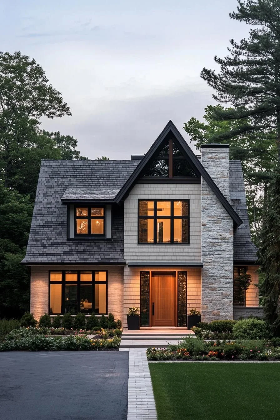 An A-Frame Home Framed by Tall Trees