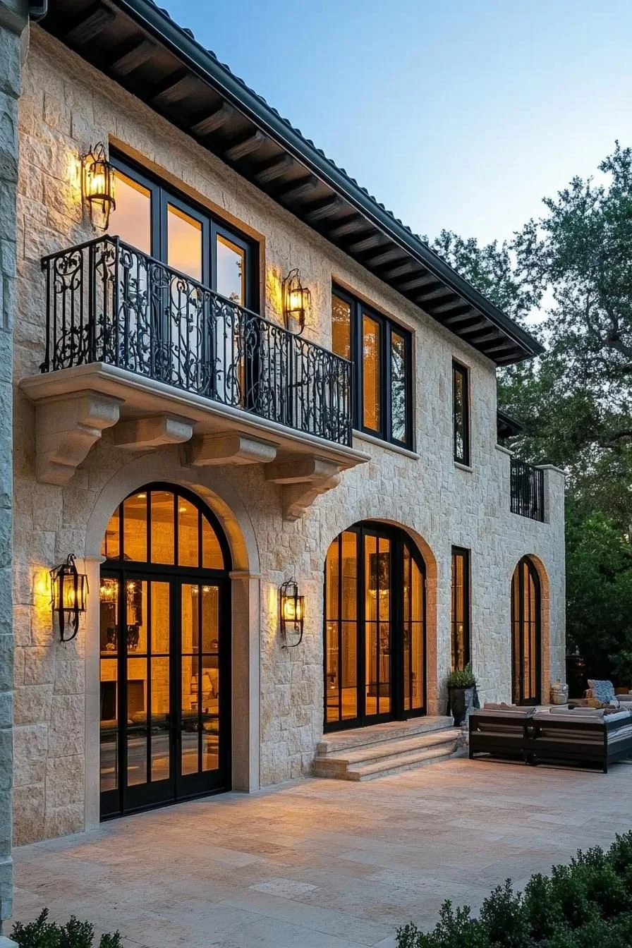 Classic Villa Design in Stone and Iron