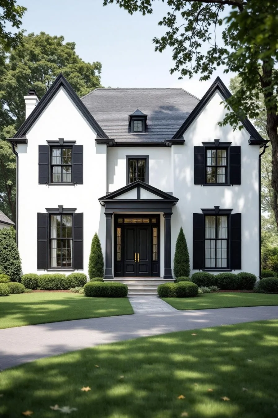 9) Classic Black and White House Design