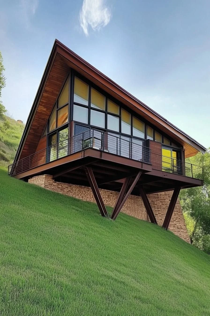 Green Slope Home with Modern Lines
