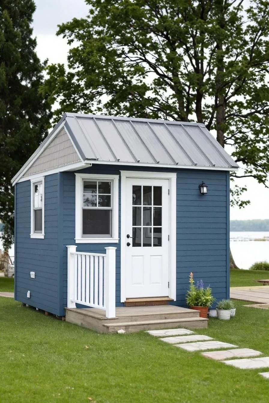 Navy Blue Cottage Near the Lake