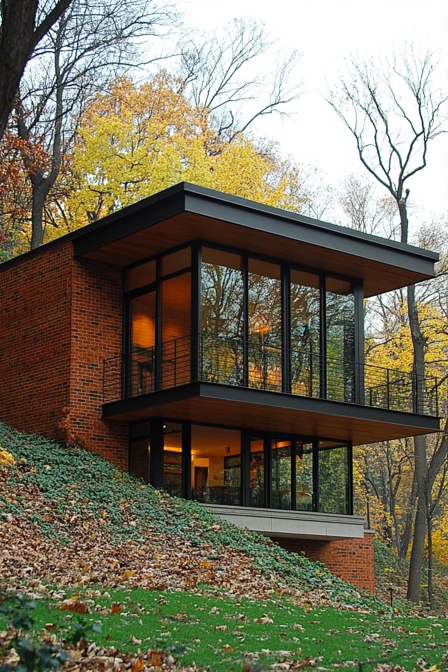 Brick Retreat With Glass Walls