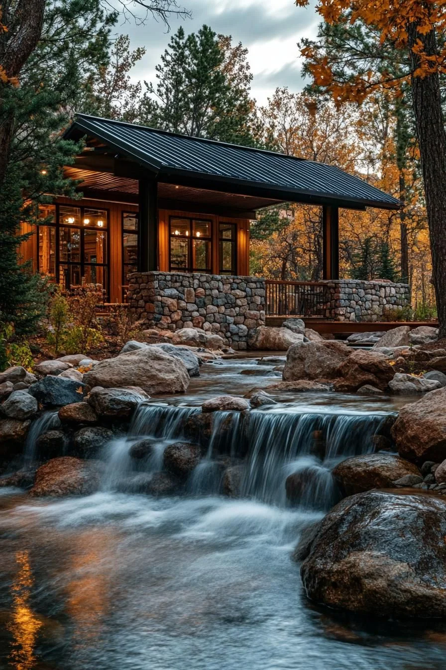 Wooded Retreat Near a Cascade