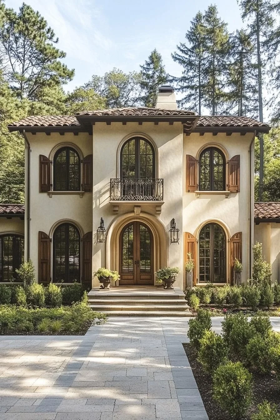 Mediterranean Facade with Standout Windows