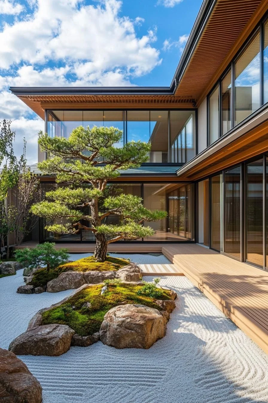 Shadows and Sand in a Zen Courtyard