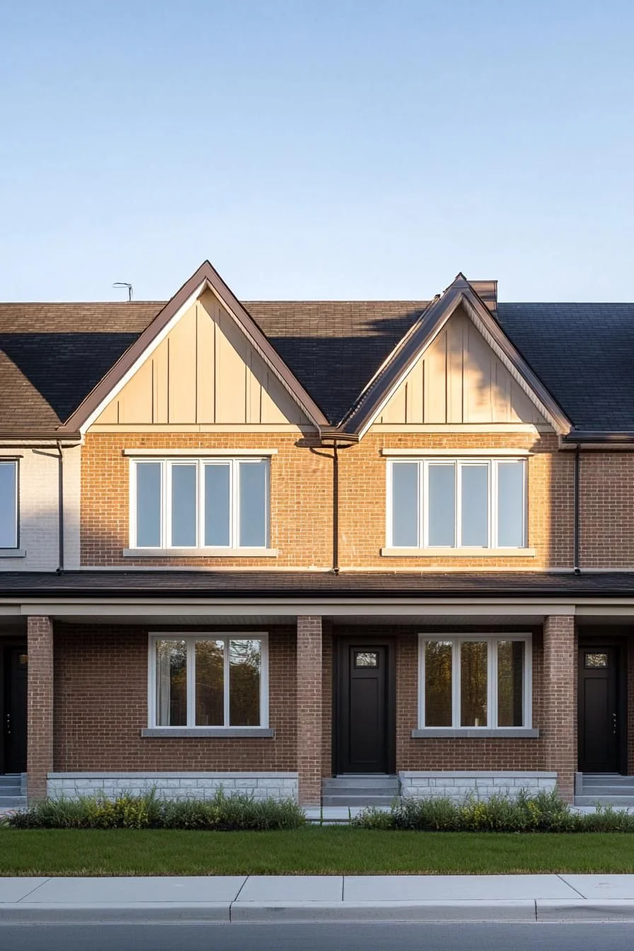 Symmetrical Gables On A Suburban Townhouse