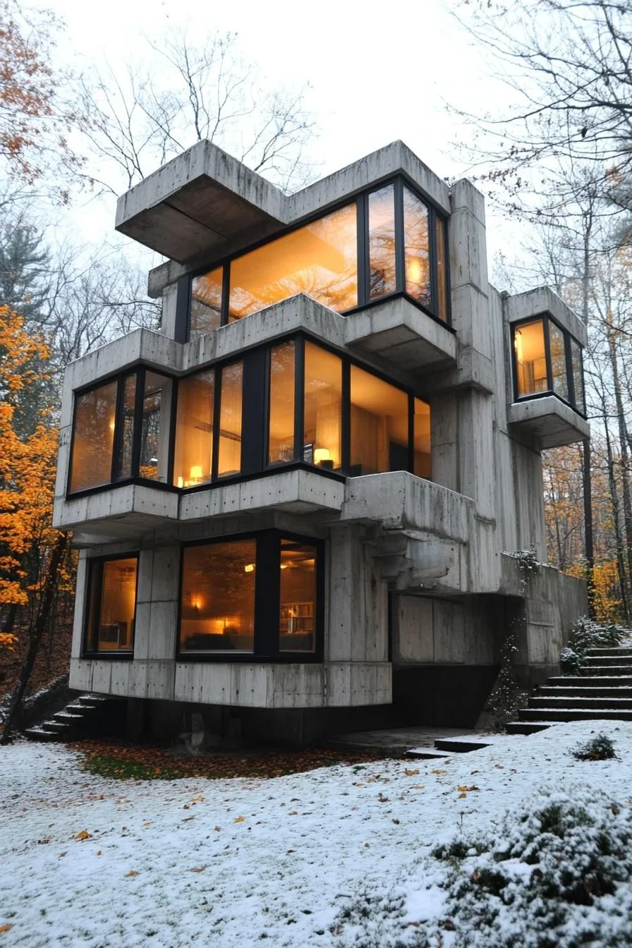 Snow-Dusted Concrete Cube Design