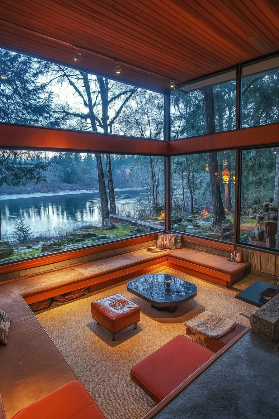 Sunken Living Rooms with Exposed Beams - photo 4