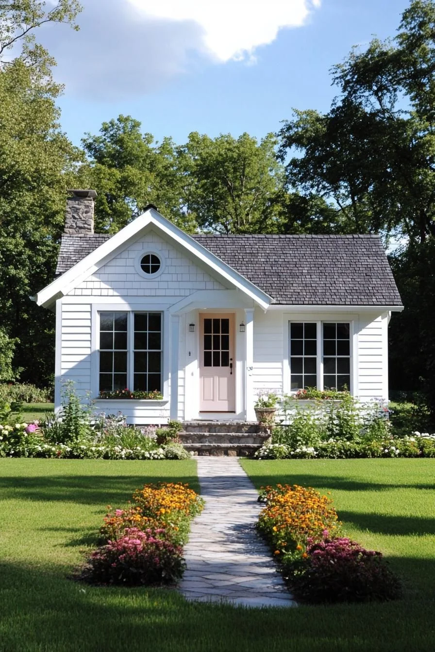 A Whitewashed Cottage in the Woodland