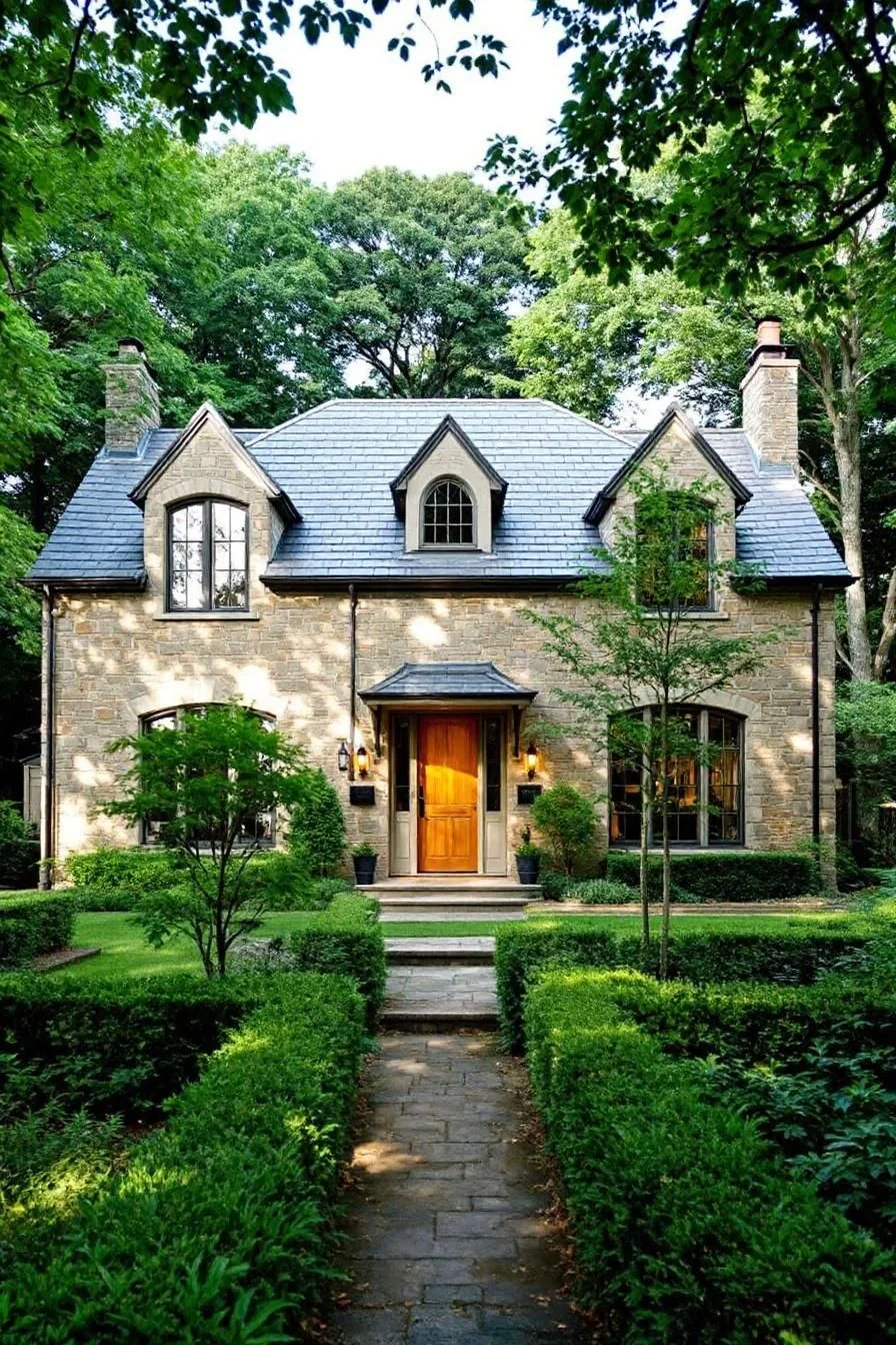 Stone Cottage with an Arbor Entryway