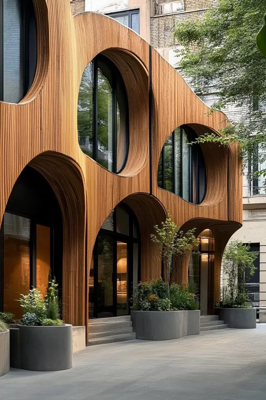 Curved Timber Archway Facade