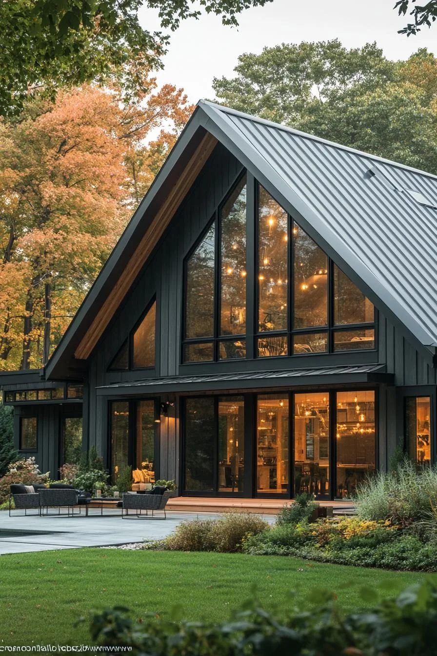 Timber Barn With Triangular Glass Facade