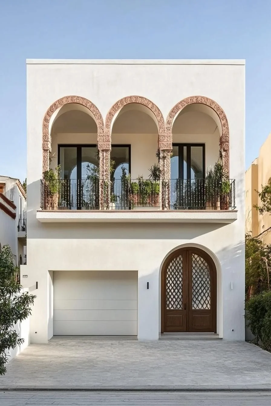 A Nature-Touched Arched Facade