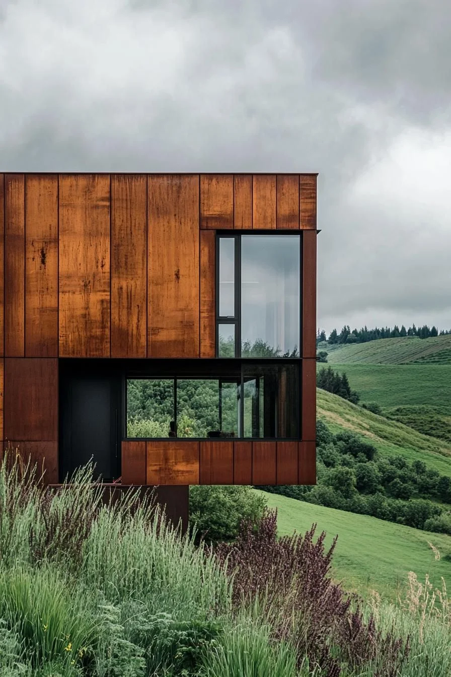 Industrial Steel Structure With Natural Wood Cladding