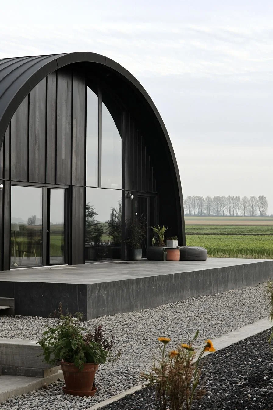 An Arched Metal Home in Open Fields