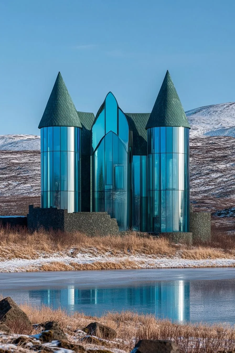 Glass Turrets in a Snowy Landscape