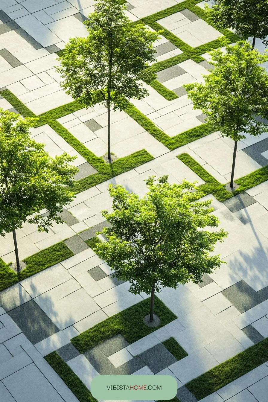 Checkerboard of Green Courtyard Dreams