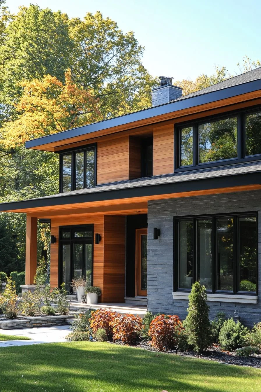 Timber Facade Blending Into the Forest