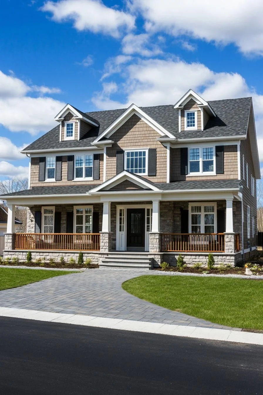 A Gabled Home Framed by Its Porch