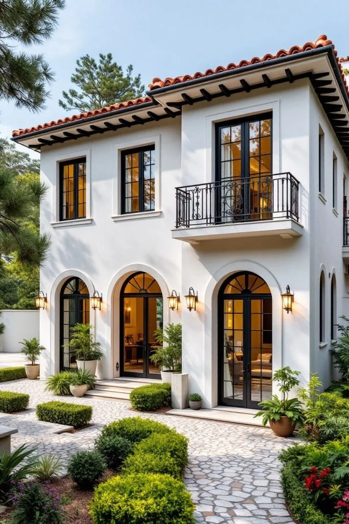 An Italian-Style Home with Garden Views