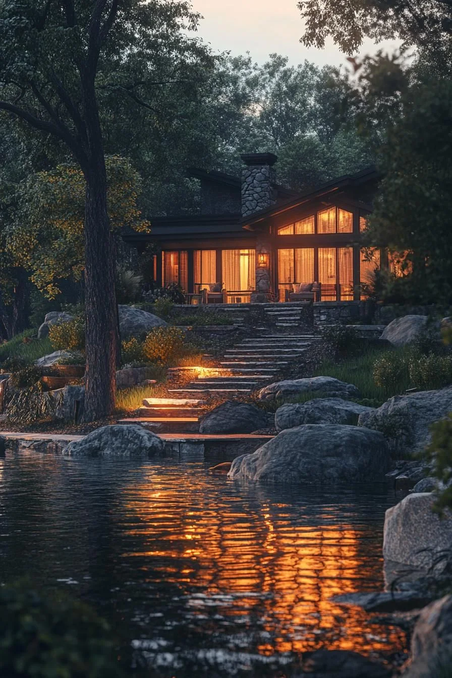 Twilight Cabin by the Lake