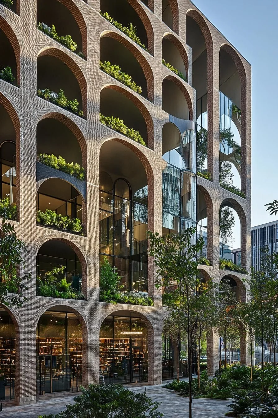 Greenery Ablaze Across Brick Arches