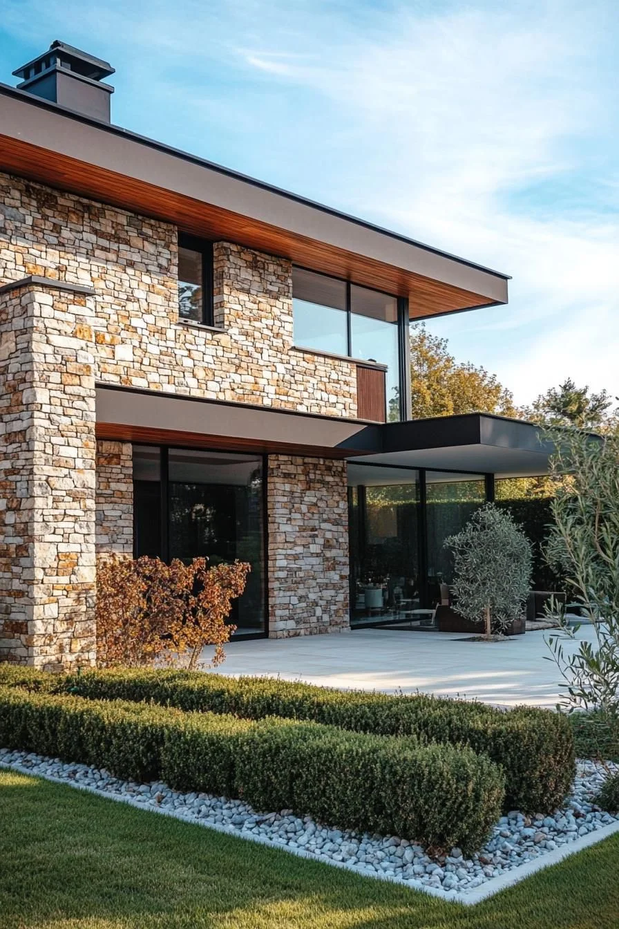 Stone and Brick Mixed Facade