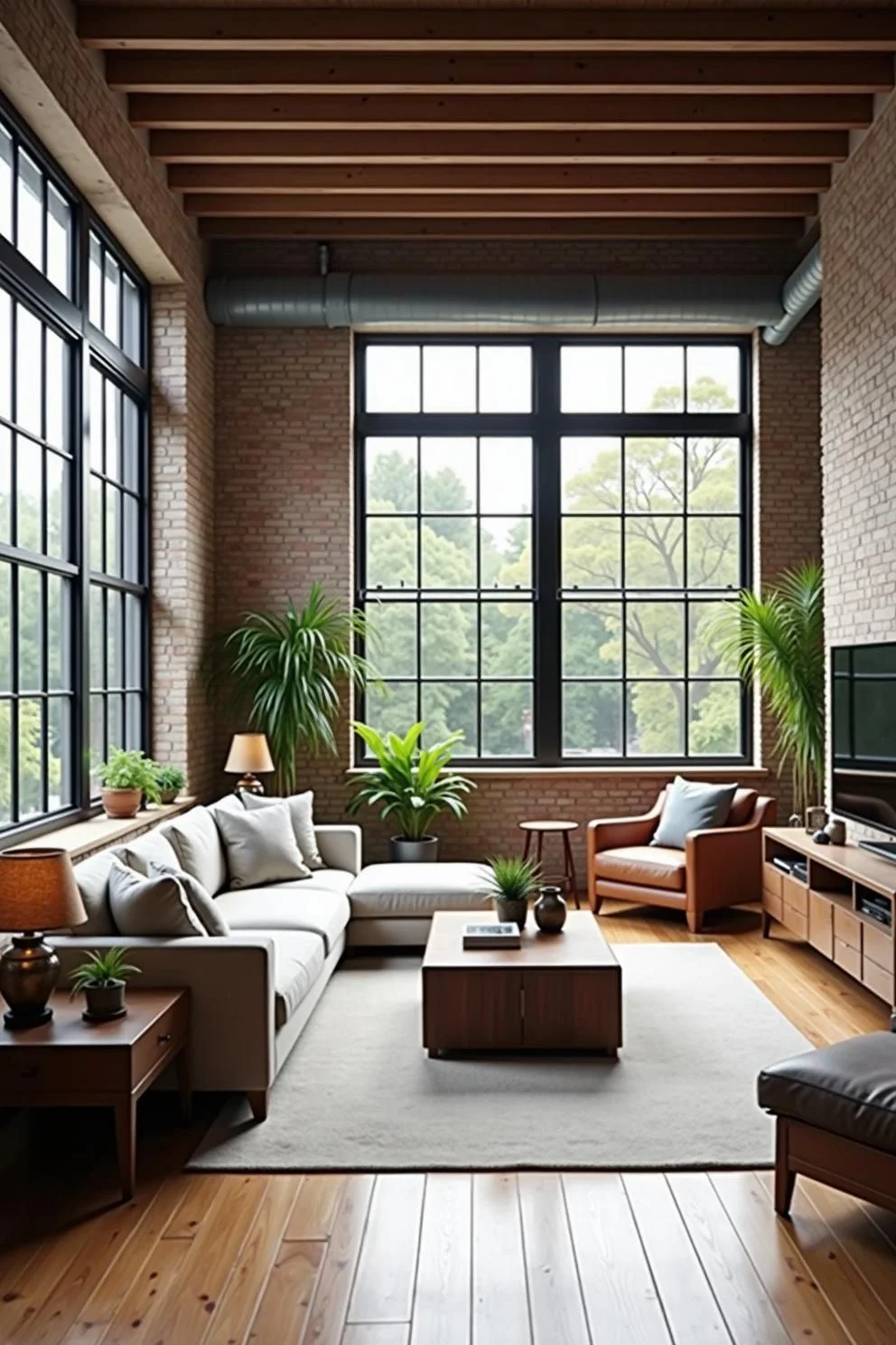 Green Industrial Loft Above the City
